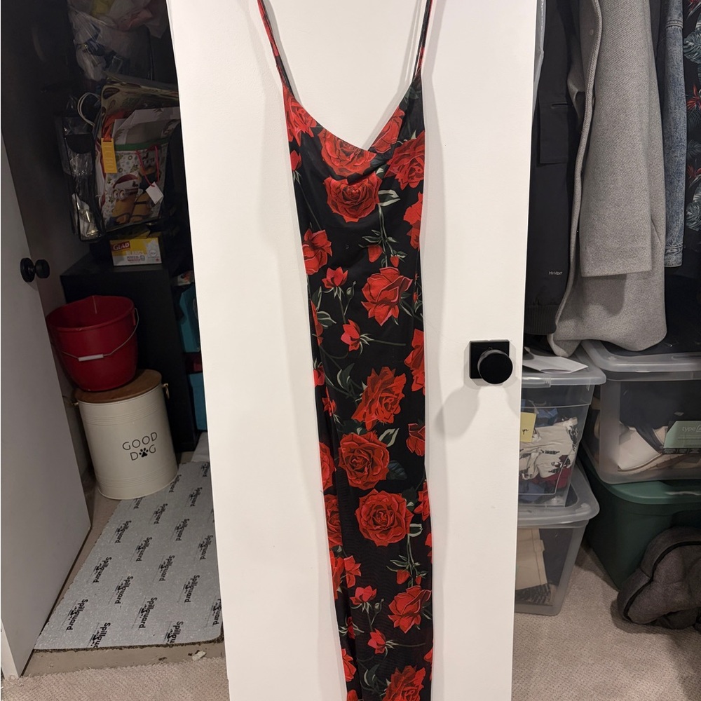 SHEIN Red Floral Maxi Dress
